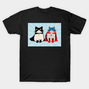 Fred and Henry, Superhero Cats in Masks and Capes T-Shirt